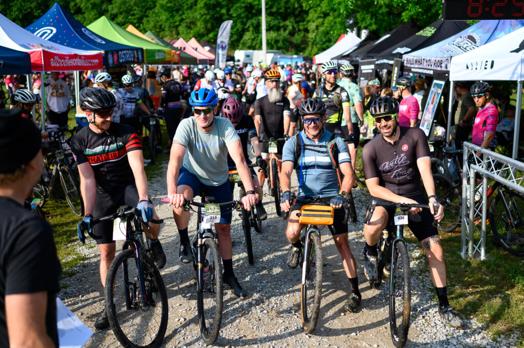 Four riders at the start line