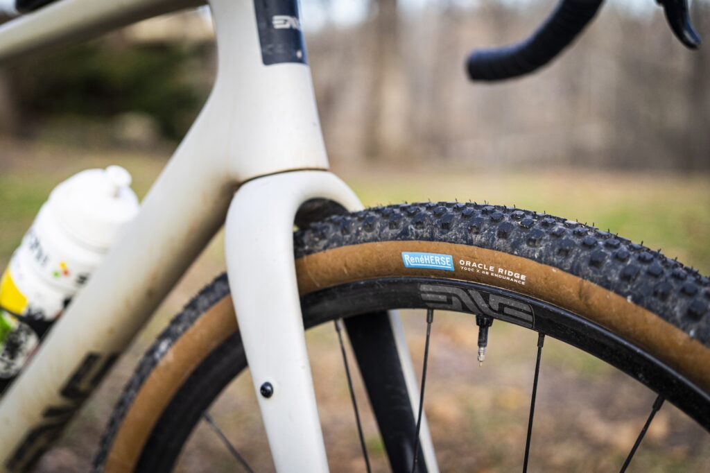 Close-up image of a bike tire.